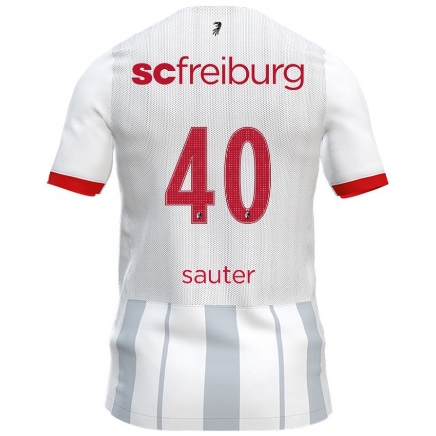 Børn Niklas Sauter #40 Hvid Grå Udebane Spillertrøjer 2024/25 Trøje T-Shirt