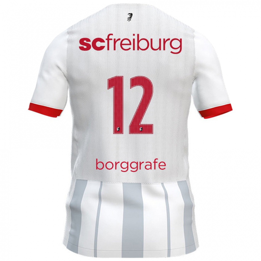 Børn Rafaela Borggräfe #12 Hvid Grå Udebane Spillertrøjer 2024/25 Trøje T-Shirt