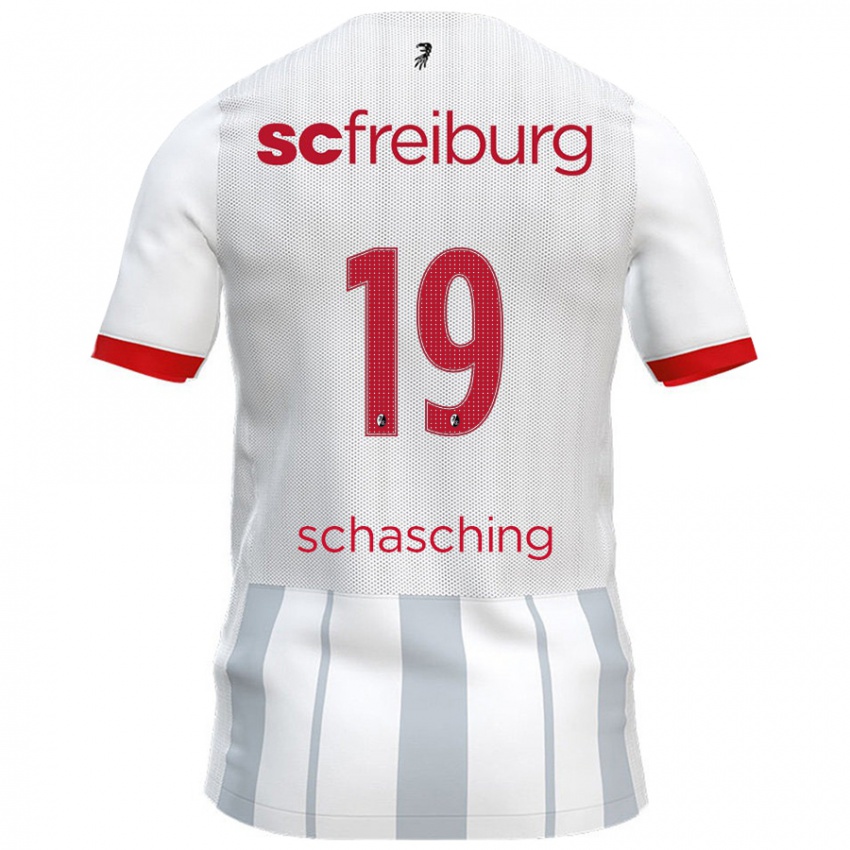 Børn Annabel Schasching #19 Hvid Grå Udebane Spillertrøjer 2024/25 Trøje T-Shirt