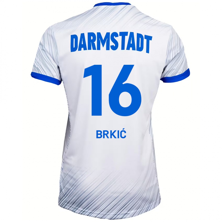 Børn Amar Brkić #16 Hvid Blå Udebane Spillertrøjer 2024/25 Trøje T-Shirt