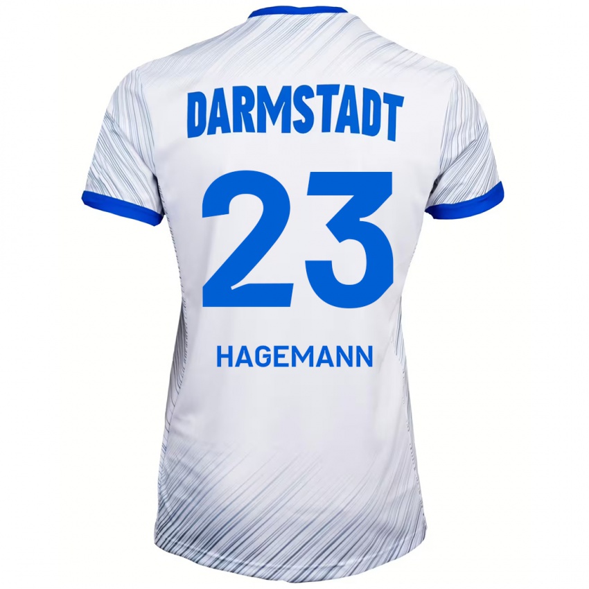 Børn Emil Hagemann #23 Hvid Blå Udebane Spillertrøjer 2024/25 Trøje T-Shirt