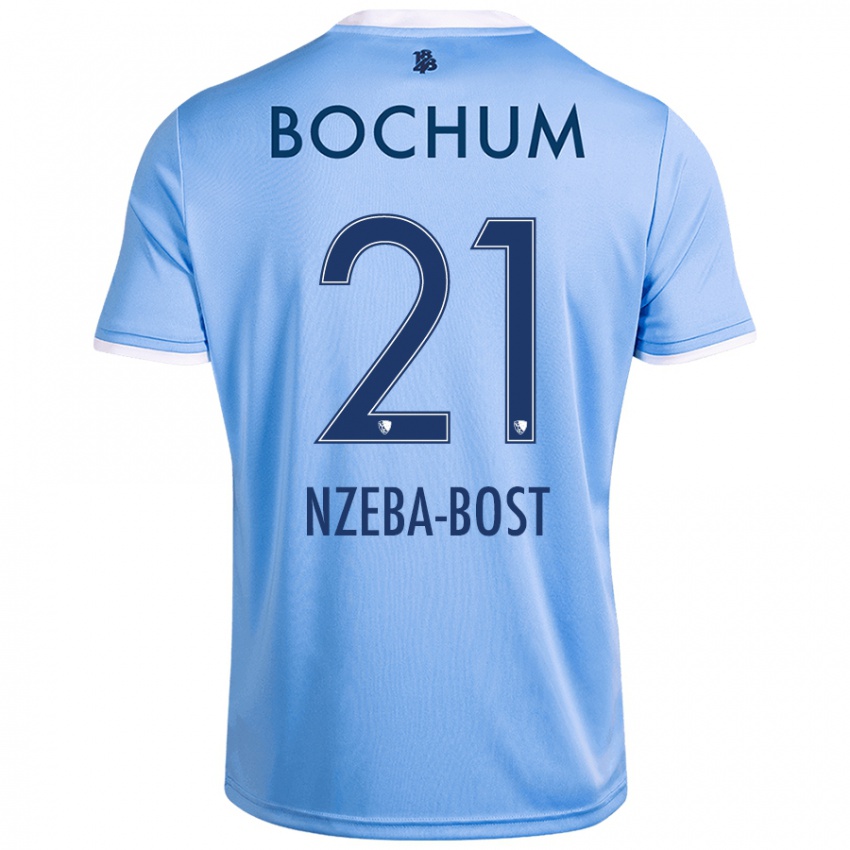 Børn Jan Nzeba-Bost #21 Himmelblå Udebane Spillertrøjer 2024/25 Trøje T-Shirt