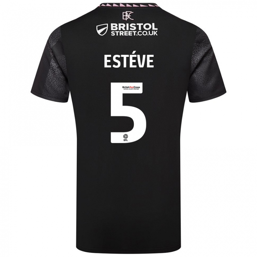 Børn Maxime Estève #5 Sort Udebane Spillertrøjer 2024/25 Trøje T-Shirt