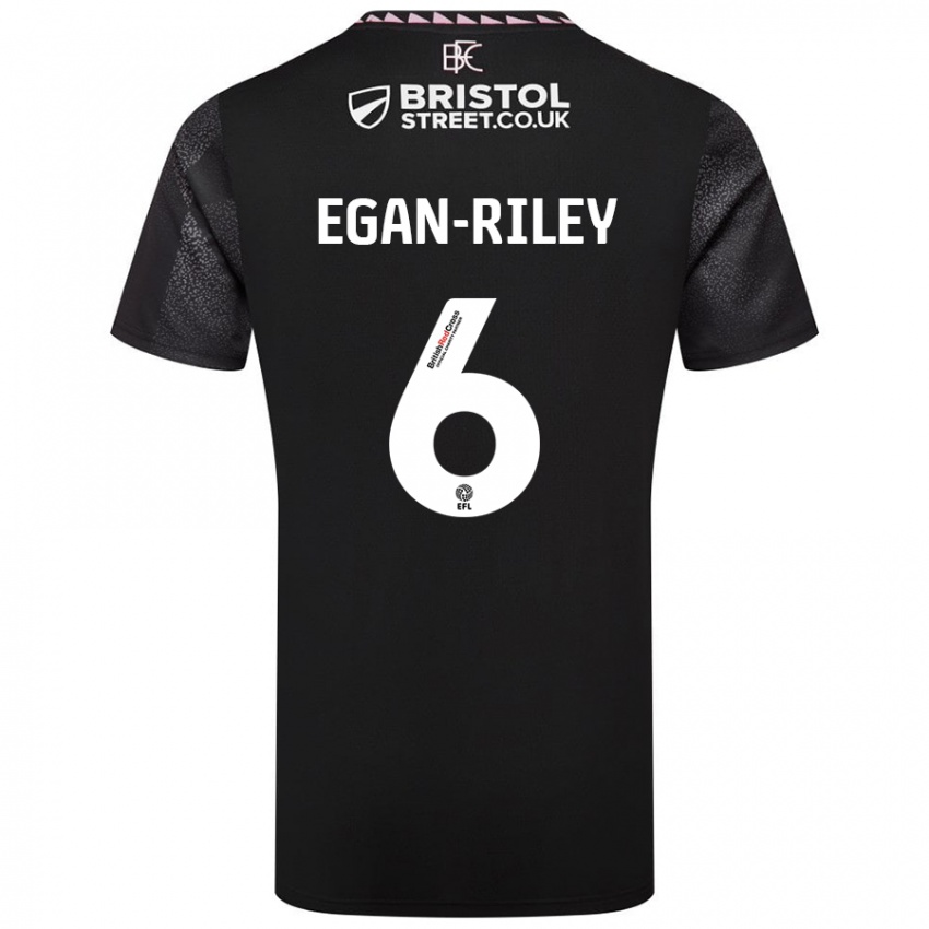 Børn Cj Egan-Riley #6 Sort Udebane Spillertrøjer 2024/25 Trøje T-Shirt