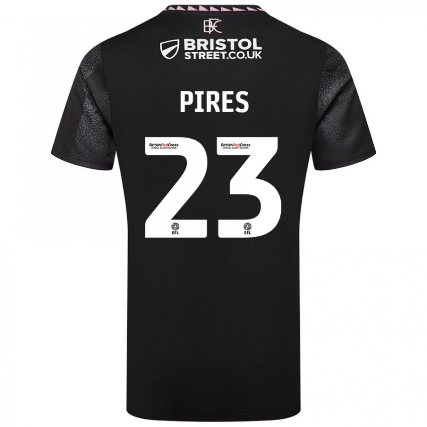 Børn Lucas Pires #23 Sort Udebane Spillertrøjer 2024/25 Trøje T-Shirt