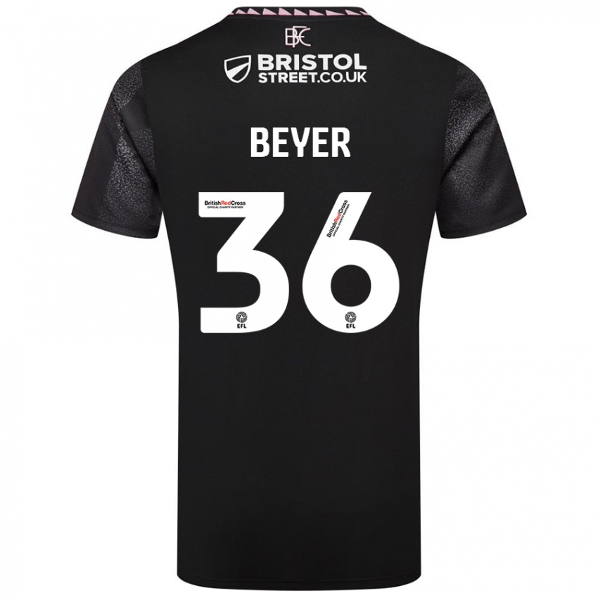 Børn Jordan Beyer #36 Sort Udebane Spillertrøjer 2024/25 Trøje T-Shirt