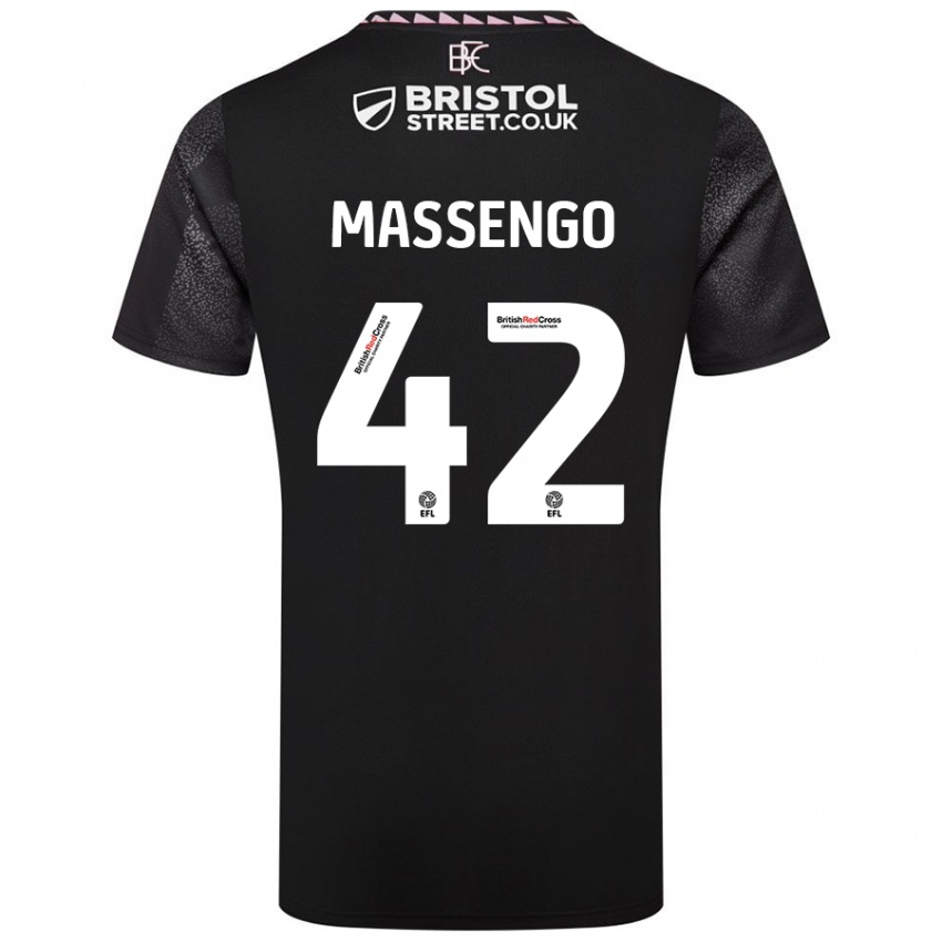 Børn Han-Noah Massengo #42 Sort Udebane Spillertrøjer 2024/25 Trøje T-Shirt