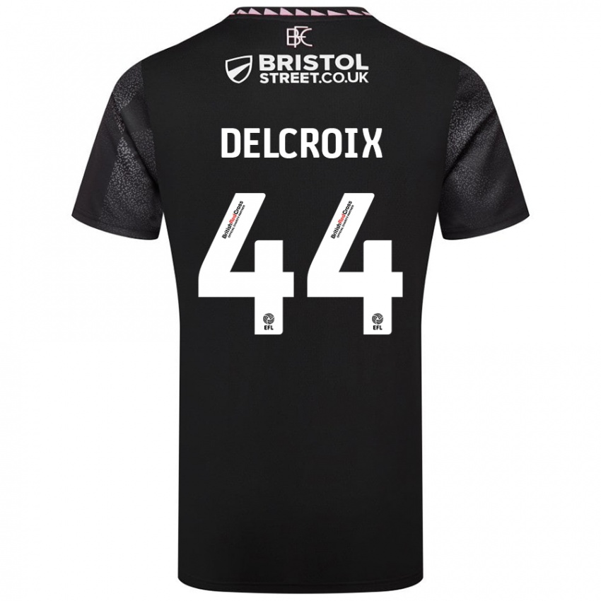 Børn Hannes Delcroix #44 Sort Udebane Spillertrøjer 2024/25 Trøje T-Shirt