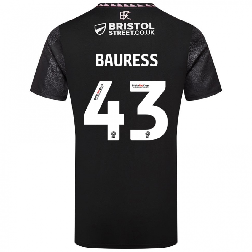 Børn Joe Bauress #43 Sort Udebane Spillertrøjer 2024/25 Trøje T-Shirt