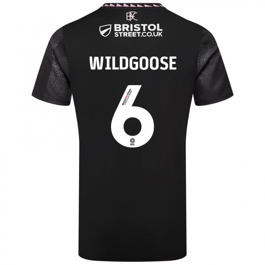 Børn Mikayla Wildgoose #6 Sort Udebane Spillertrøjer 2024/25 Trøje T-Shirt