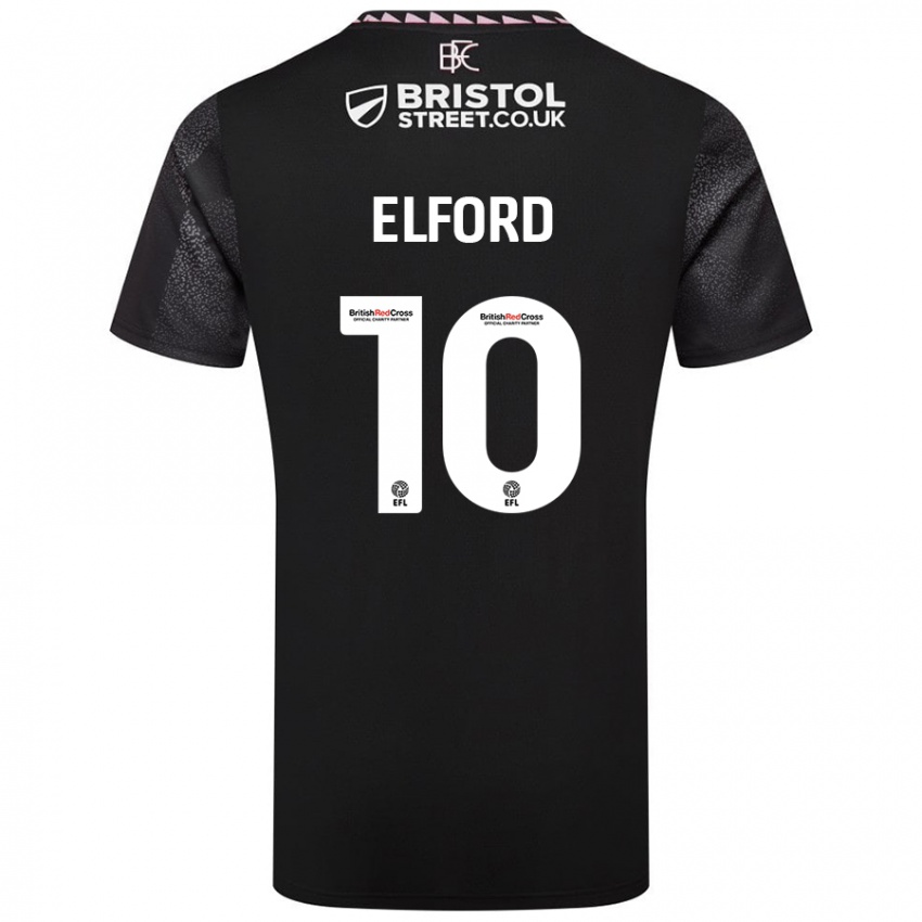 Børn Laura Elford #10 Sort Udebane Spillertrøjer 2024/25 Trøje T-Shirt