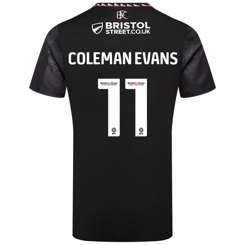 Børn Amaya Coleman-Evans #11 Sort Udebane Spillertrøjer 2024/25 Trøje T-Shirt