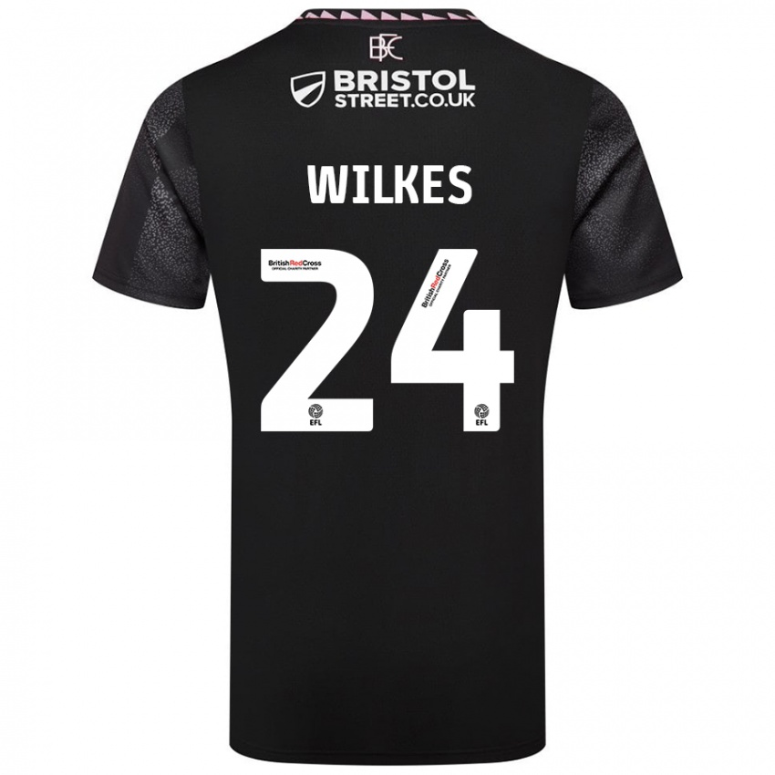 Børn Tilly Wilkes #24 Sort Udebane Spillertrøjer 2024/25 Trøje T-Shirt