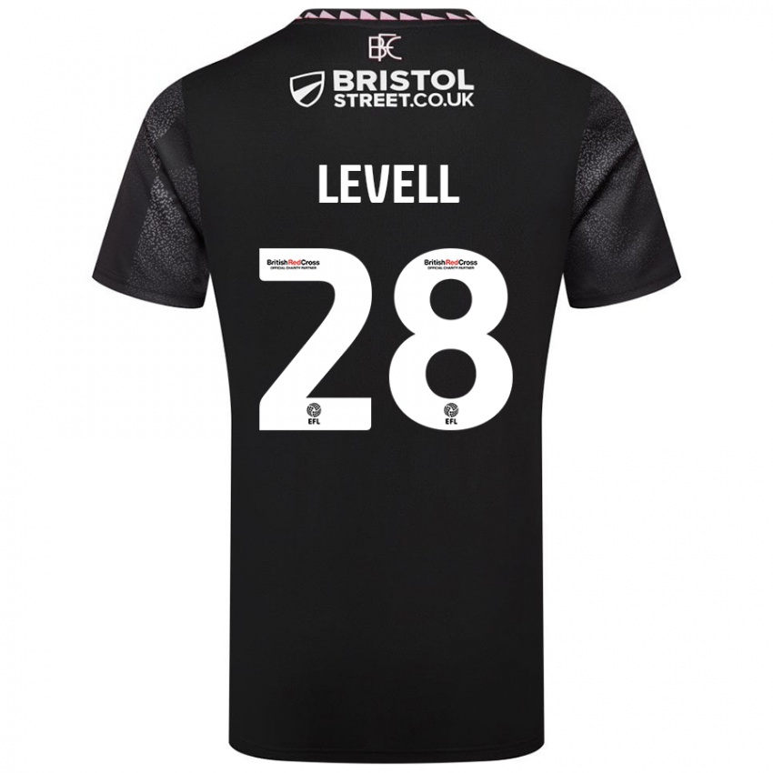 Børn Kirstie Levell #28 Sort Udebane Spillertrøjer 2024/25 Trøje T-Shirt