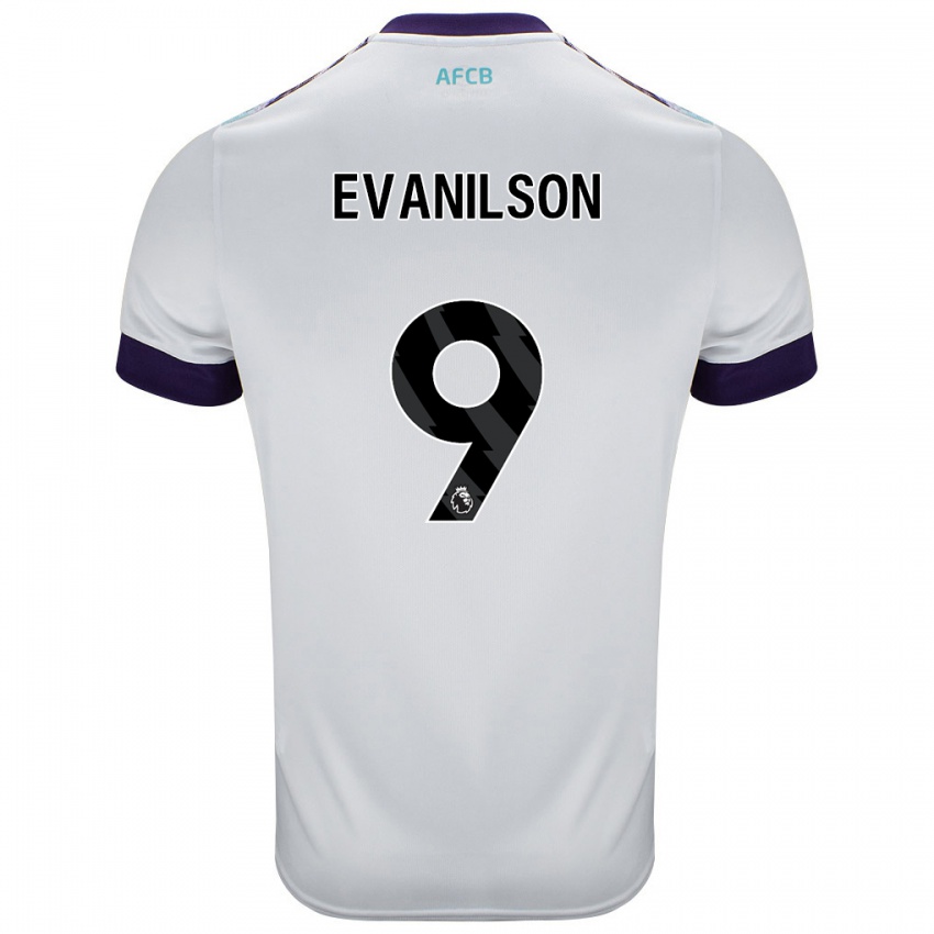 Børn Evanilson #9 Hvid Grøn Lilla Udebane Spillertrøjer 2024/25 Trøje T-Shirt