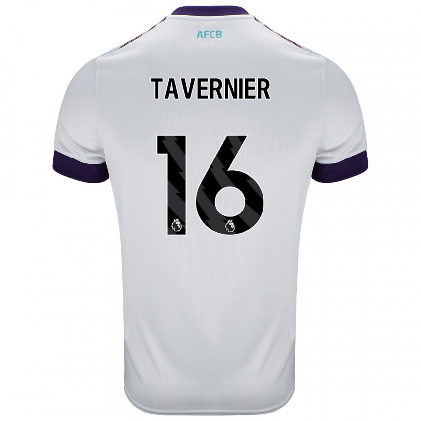 Børn Marcus Tavernier #16 Hvid Grøn Lilla Udebane Spillertrøjer 2024/25 Trøje T-Shirt