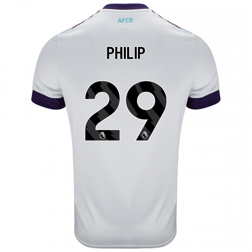 Børn Philip Billing #29 Hvid Grøn Lilla Udebane Spillertrøjer 2024/25 Trøje T-Shirt