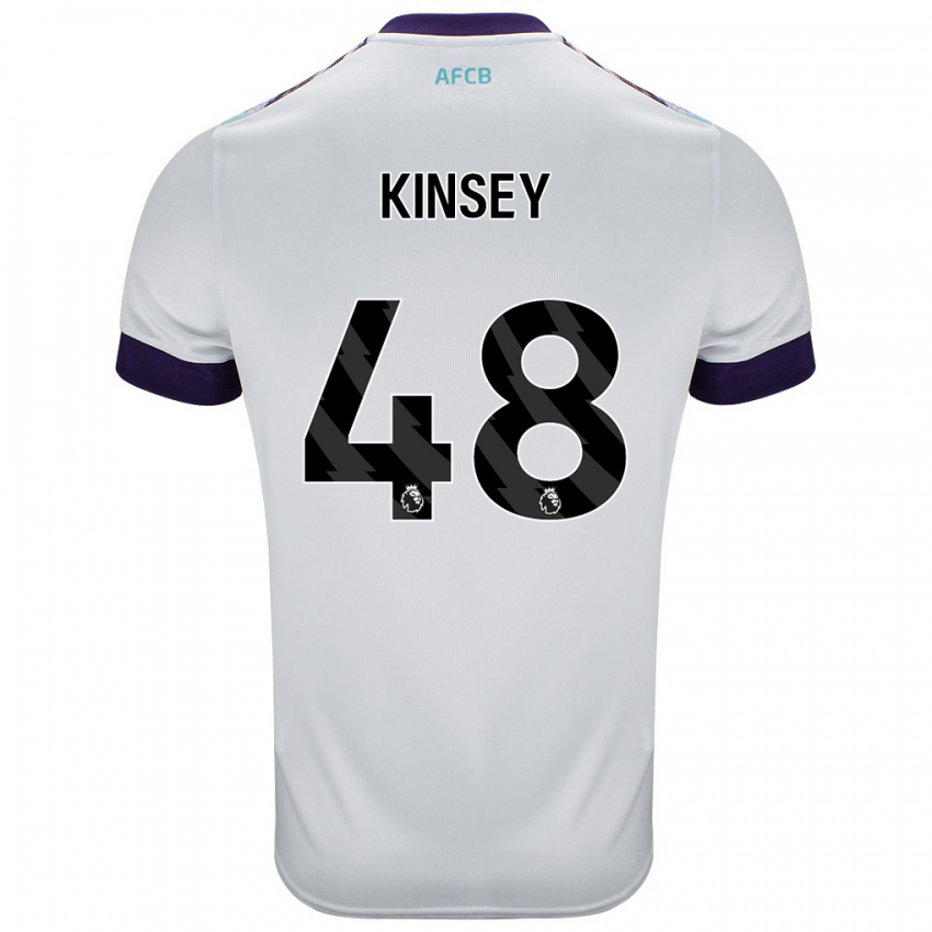 Børn Max Kinsey #48 Hvid Grøn Lilla Udebane Spillertrøjer 2024/25 Trøje T-Shirt