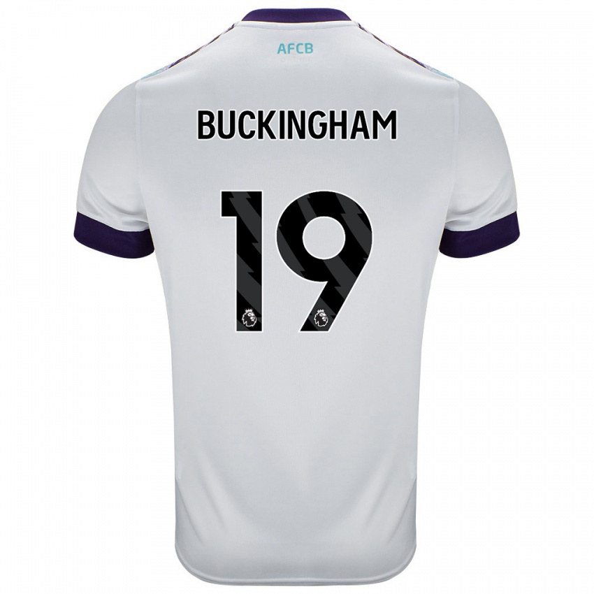 Børn Alisha Buckingham #19 Hvid Grøn Lilla Udebane Spillertrøjer 2024/25 Trøje T-Shirt