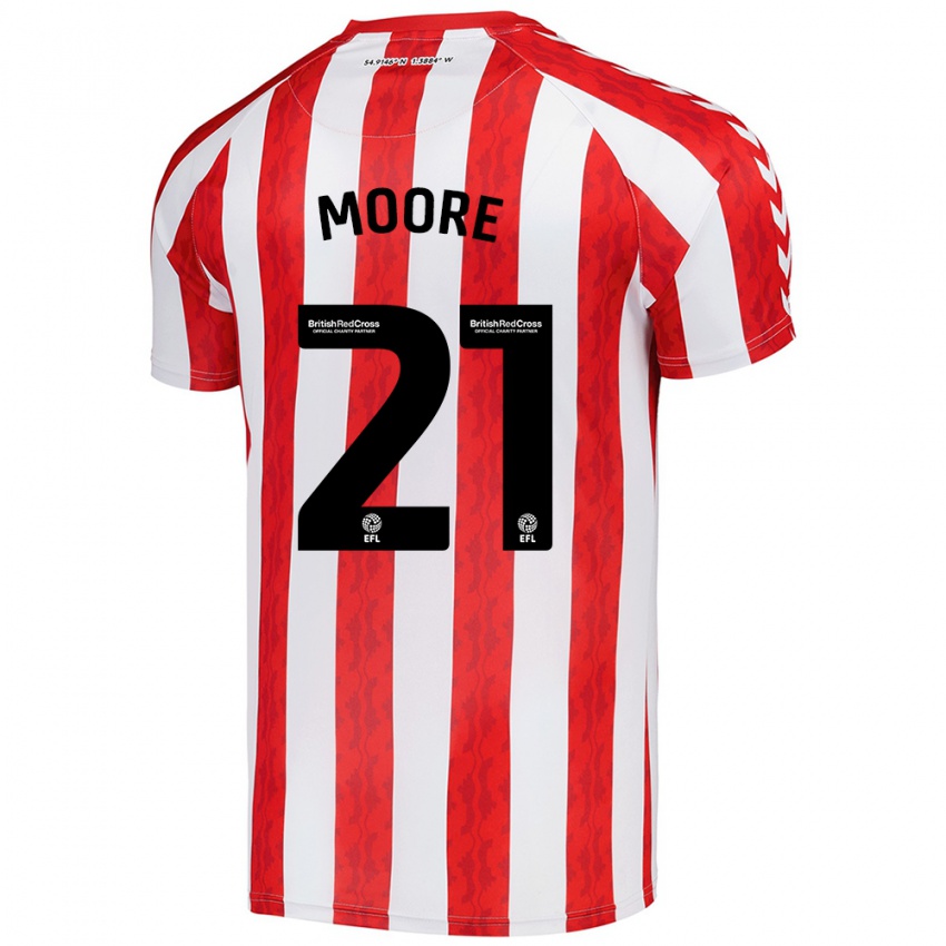 Mænd Simon Moore #21 Rød Hvid Hjemmebane Spillertrøjer 2024/25 Trøje T-Shirt