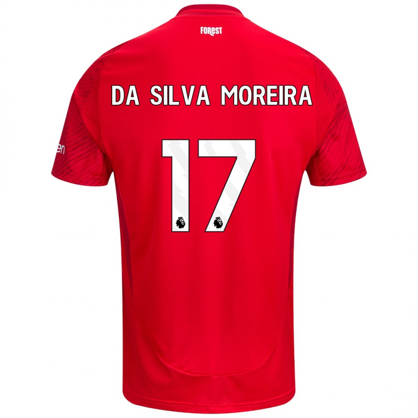 Mænd Eric Da Silva Moreira #17 Rød Hvid Hjemmebane Spillertrøjer 2024/25 Trøje T-Shirt