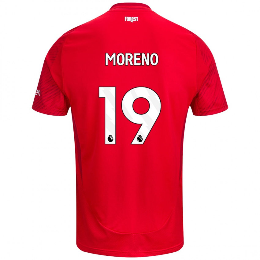 Mænd Alex Moreno #19 Rød Hvid Hjemmebane Spillertrøjer 2024/25 Trøje T-Shirt