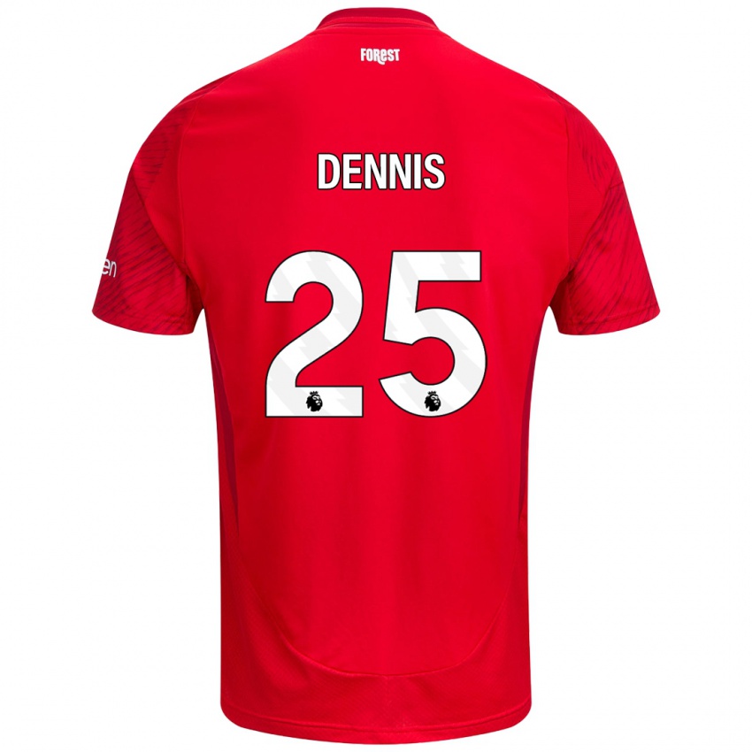 Mænd Emmanuel Dennis #25 Rød Hvid Hjemmebane Spillertrøjer 2024/25 Trøje T-Shirt