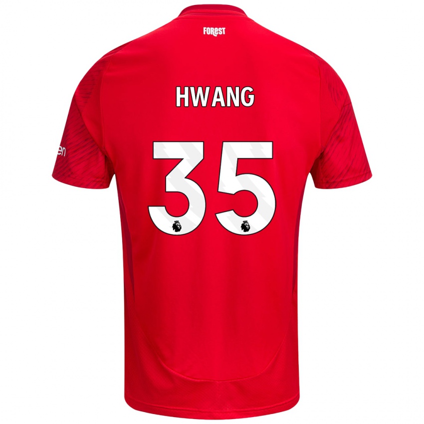 Mænd Ui-Jo Hwang #35 Rød Hvid Hjemmebane Spillertrøjer 2024/25 Trøje T-Shirt