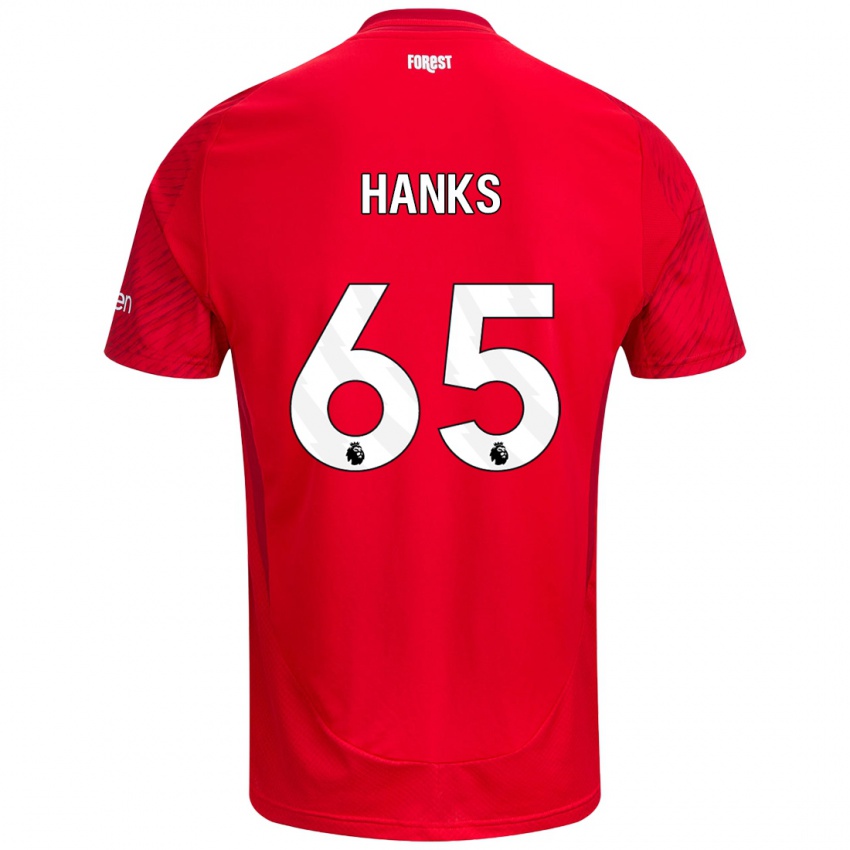 Mænd Justin Hanks #65 Rød Hvid Hjemmebane Spillertrøjer 2024/25 Trøje T-Shirt