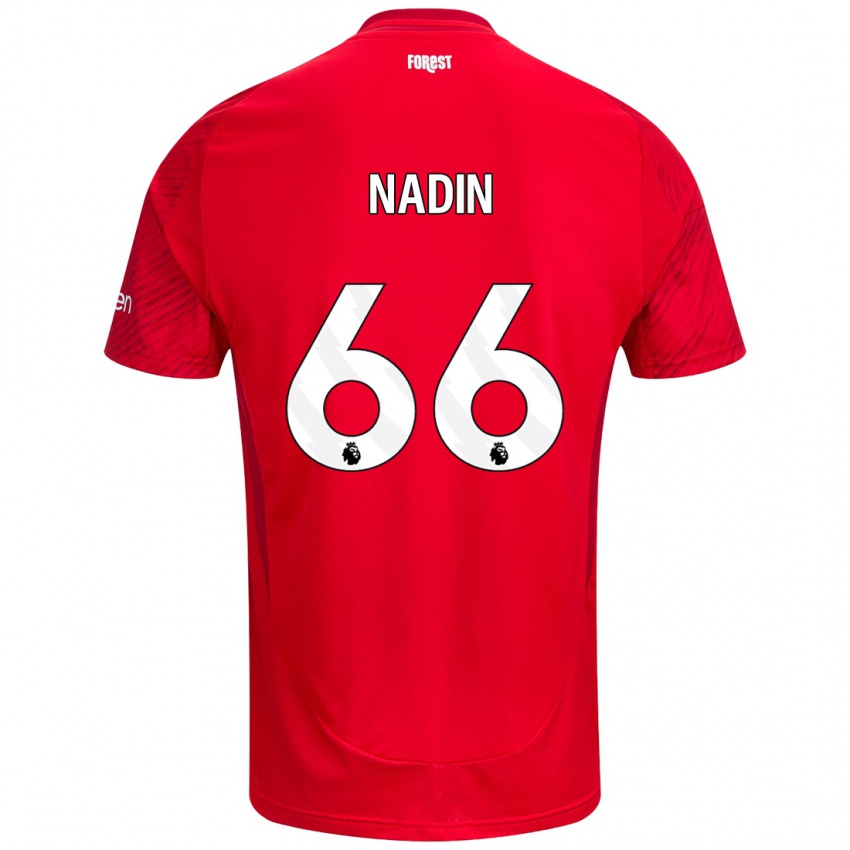 Mænd Jack Nadin #66 Rød Hvid Hjemmebane Spillertrøjer 2024/25 Trøje T-Shirt