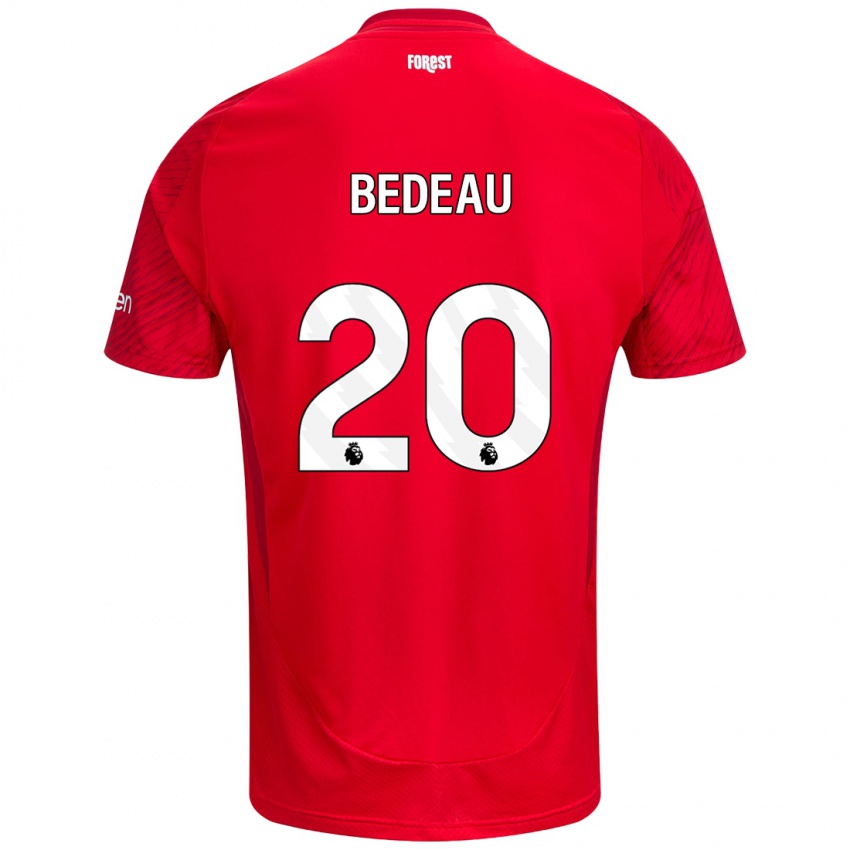 Mænd Naomi Bedeau #20 Rød Hvid Hjemmebane Spillertrøjer 2024/25 Trøje T-Shirt