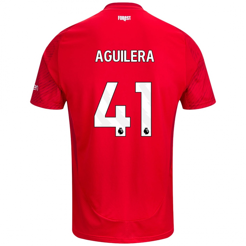 Mænd Brandon Aguilera #41 Rød Hvid Hjemmebane Spillertrøjer 2024/25 Trøje T-Shirt