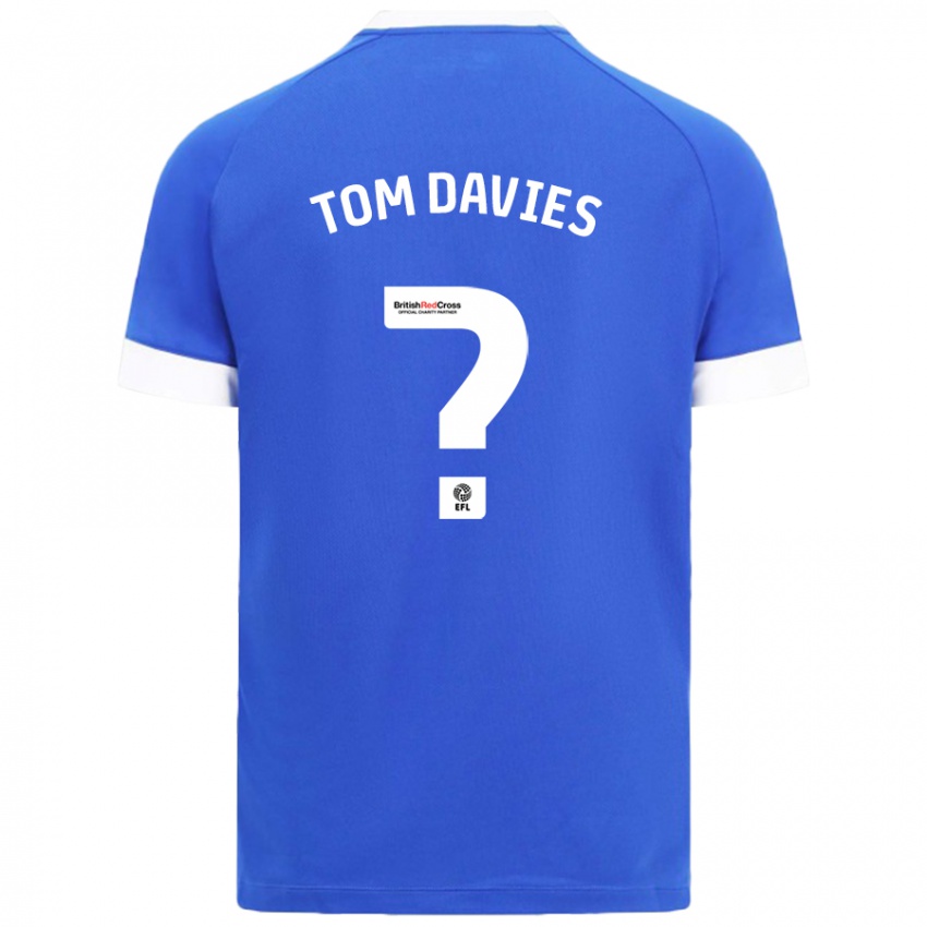 Mænd Tom Davies #0 Himmelblå Hjemmebane Spillertrøjer 2024/25 Trøje T-Shirt