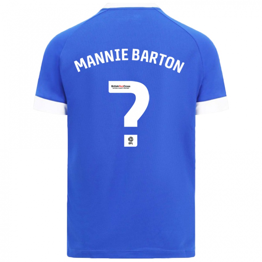 Mænd Mannie Barton #0 Himmelblå Hjemmebane Spillertrøjer 2024/25 Trøje T-Shirt