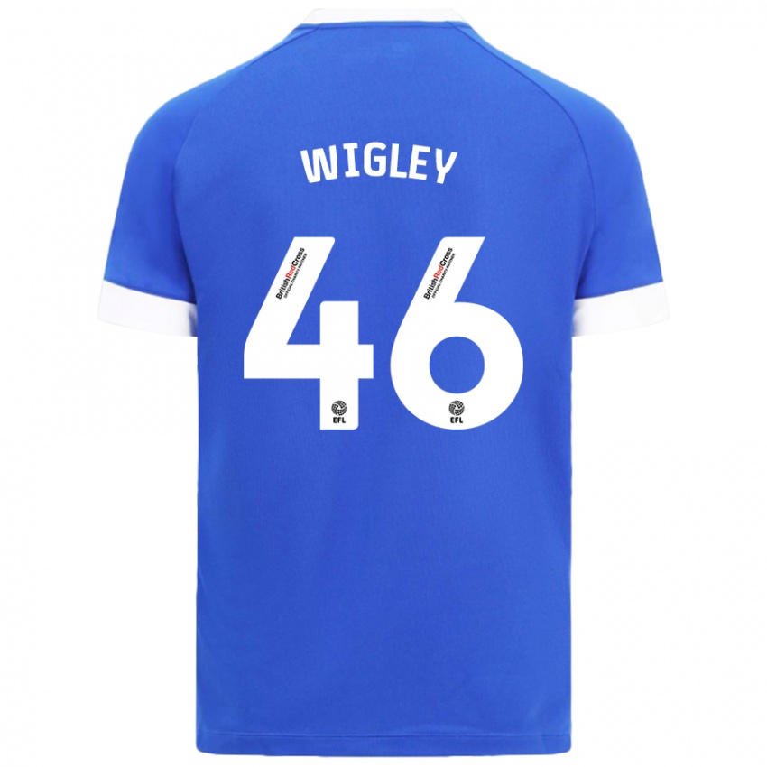 Mænd Morgan Wigley #46 Himmelblå Hjemmebane Spillertrøjer 2024/25 Trøje T-Shirt