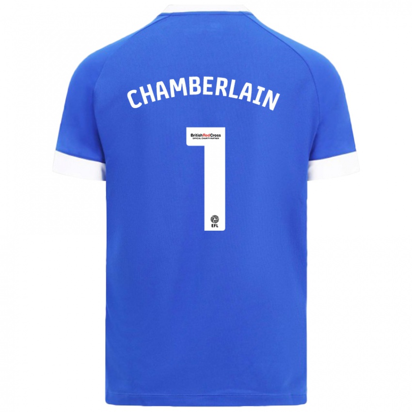 Mænd Ceryn Chamberlain #1 Himmelblå Hjemmebane Spillertrøjer 2024/25 Trøje T-Shirt