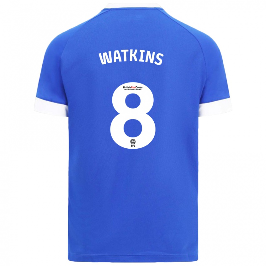 Mænd Seren Watkins #8 Himmelblå Hjemmebane Spillertrøjer 2024/25 Trøje T-Shirt