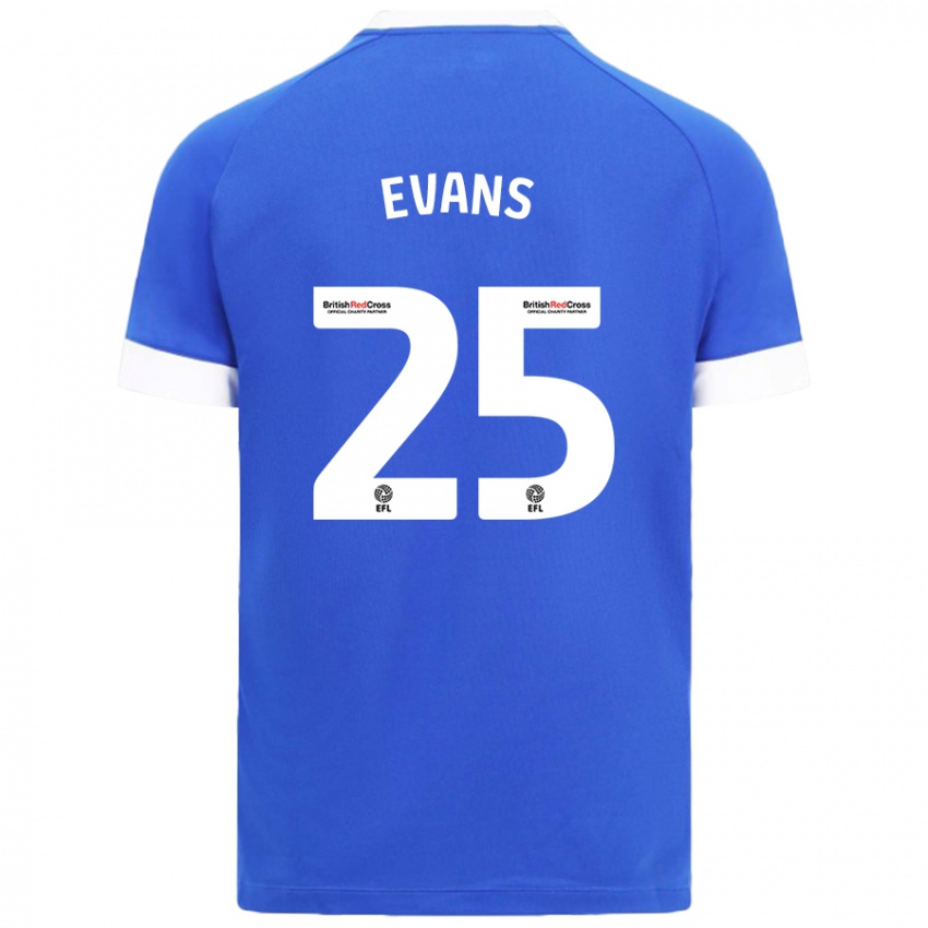 Mænd Kieron Evans #25 Himmelblå Hjemmebane Spillertrøjer 2024/25 Trøje T-Shirt