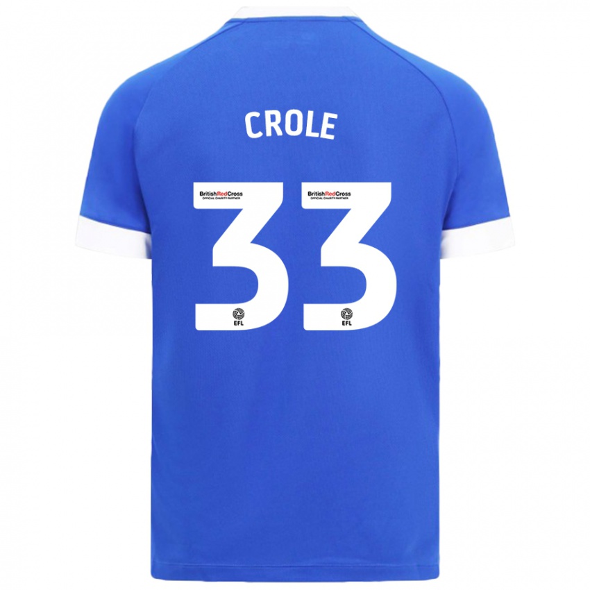 Mænd James Crole #33 Himmelblå Hjemmebane Spillertrøjer 2024/25 Trøje T-Shirt