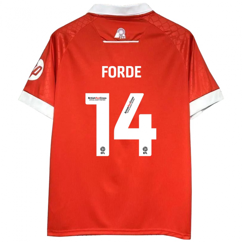 Mænd Anthony Forde #14 Rød Hvid Hjemmebane Spillertrøjer 2024/25 Trøje T-Shirt