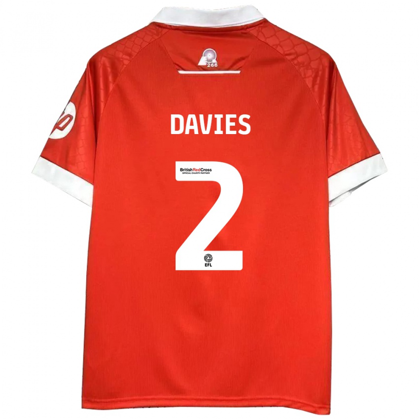 Mænd Phoebe Davies #2 Rød Hvid Hjemmebane Spillertrøjer 2024/25 Trøje T-Shirt