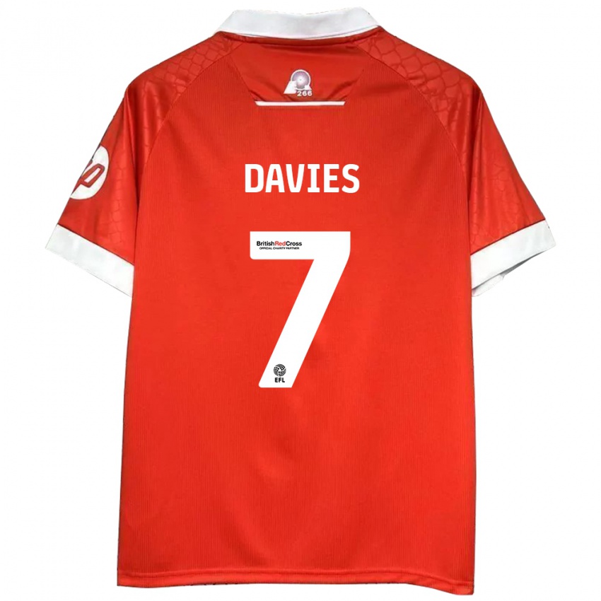 Mænd Jordan Davies #7 Rød Hvid Hjemmebane Spillertrøjer 2024/25 Trøje T-Shirt