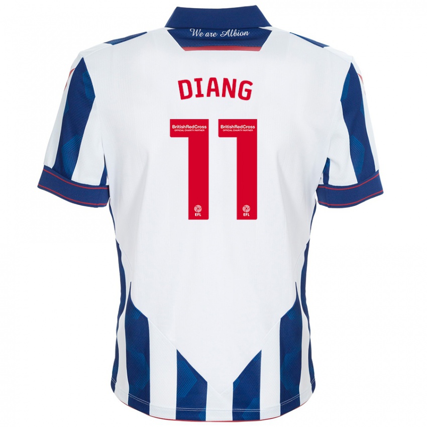 Mænd Grady Diangana #11 Hvid Mørkeblå Hjemmebane Spillertrøjer 2024/25 Trøje T-Shirt