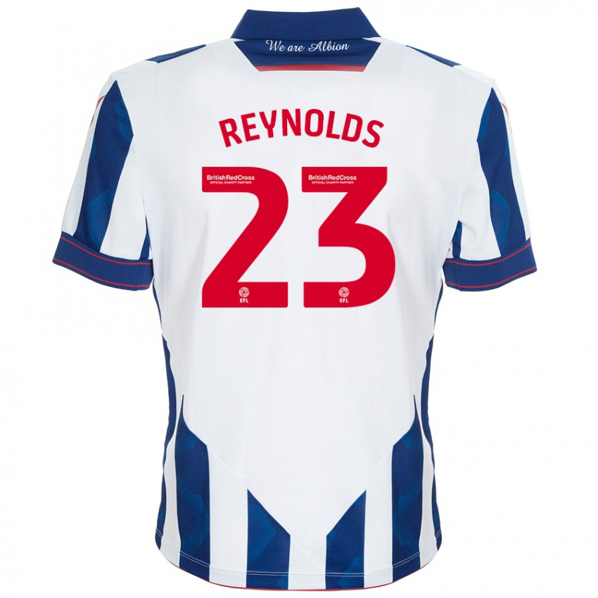 Mænd Taylor Reynolds #23 Hvid Mørkeblå Hjemmebane Spillertrøjer 2024/25 Trøje T-Shirt