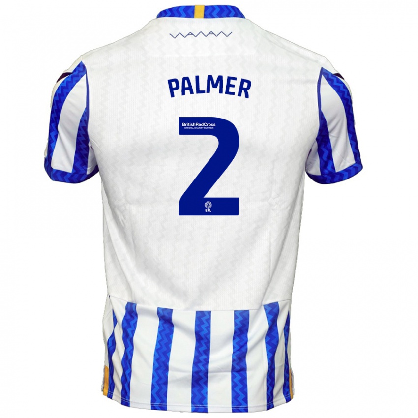 Mænd Liam Palmer #2 Blå Hvid Hjemmebane Spillertrøjer 2024/25 Trøje T-Shirt