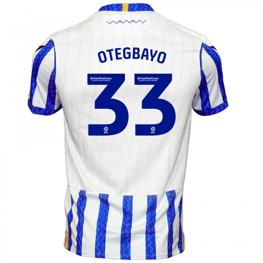 Mænd Gabriel Otegbayo #33 Blå Hvid Hjemmebane Spillertrøjer 2024/25 Trøje T-Shirt