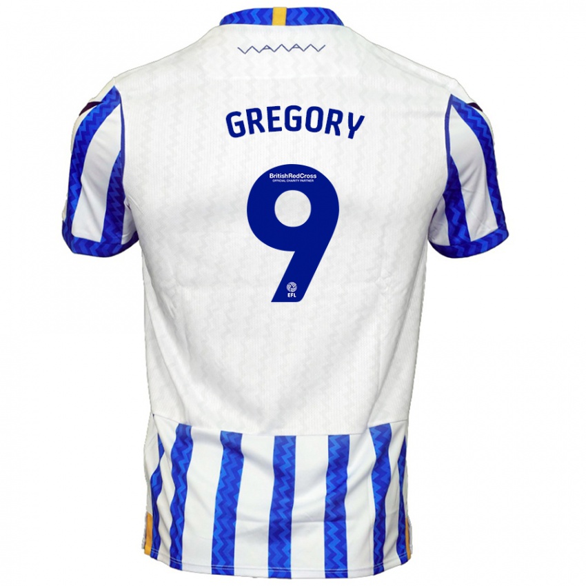 Mænd Lee Gregory #9 Blå Hvid Hjemmebane Spillertrøjer 2024/25 Trøje T-Shirt