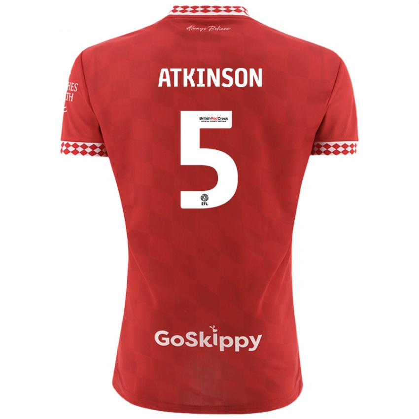 Mænd Rob Atkinson #5 Rød Hjemmebane Spillertrøjer 2024/25 Trøje T-Shirt