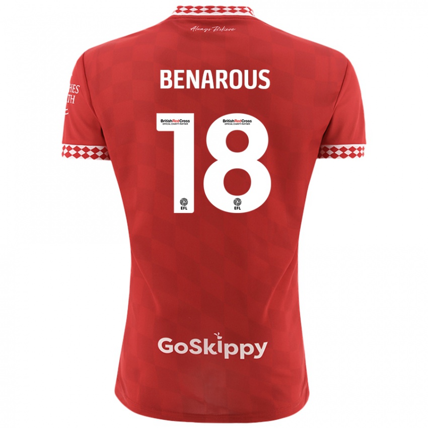 Mænd Ayman Benarous #18 Rød Hjemmebane Spillertrøjer 2024/25 Trøje T-Shirt