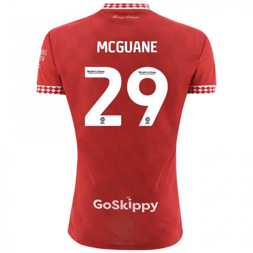 Mænd Marcus Mcguane #29 Rød Hjemmebane Spillertrøjer 2024/25 Trøje T-Shirt